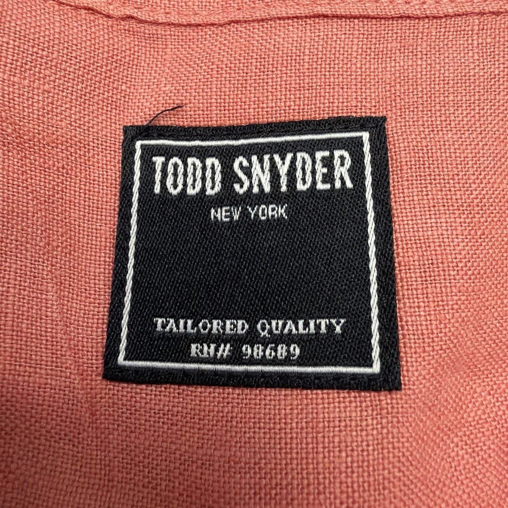 Todd Snyder Loop Collar Camp Shirt Men's Medium Coral 100% Linen - Picture 5 of 10